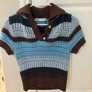 Zara knit polo top